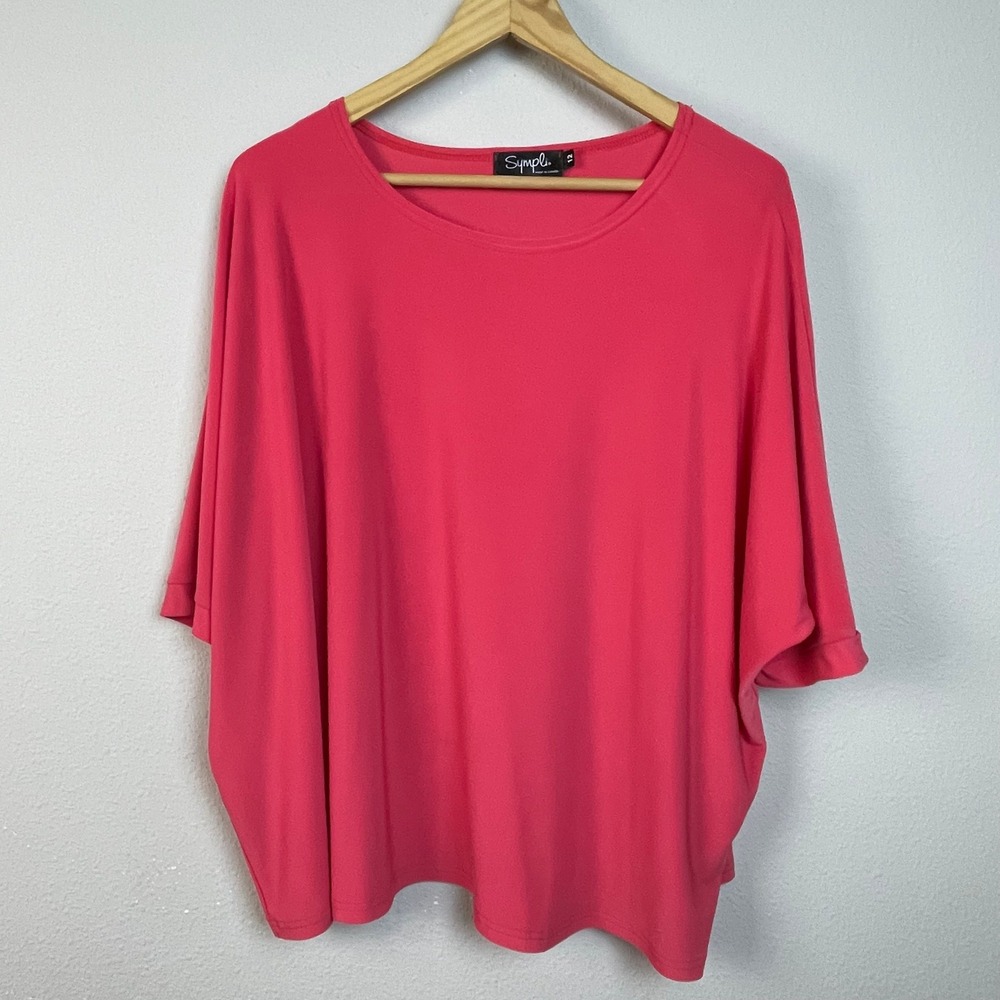 Sympli The Best Top Womens 12 Pink Batwing Sleeve Jersey Relaxed Travel Top